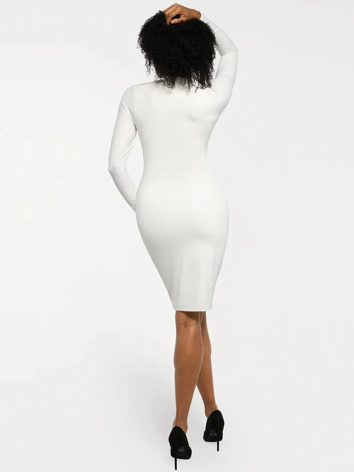 Redtag Thermal Shapewear Long Sleeve Mock Neck Midi Dress - Modefluss