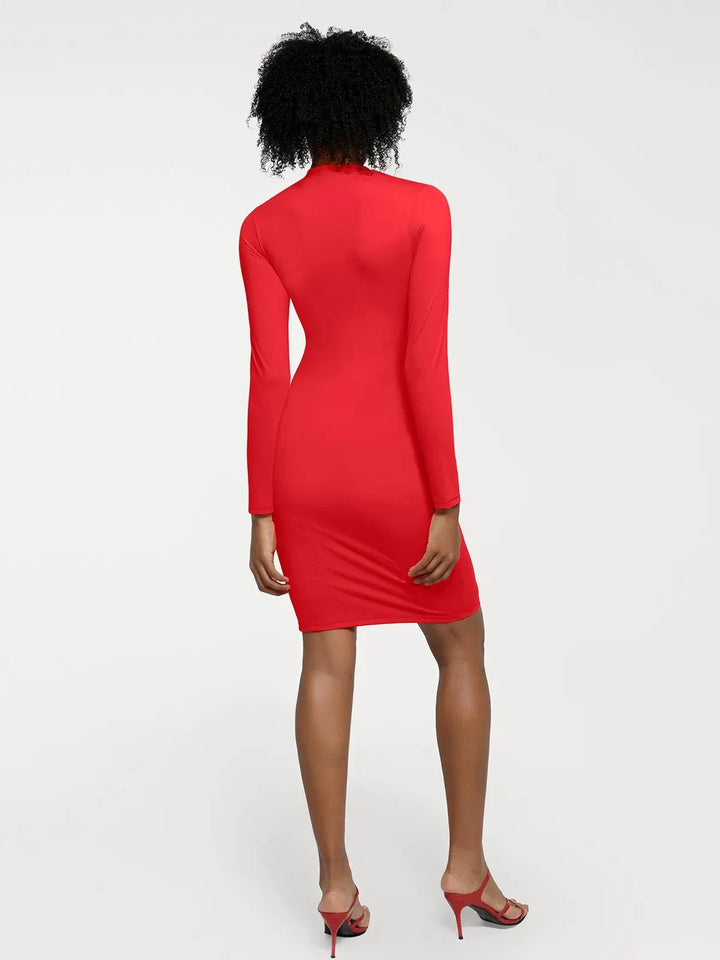 Redtag Thermal Shapewear Long Sleeve Mock Neck Midi Dress - Modefluss