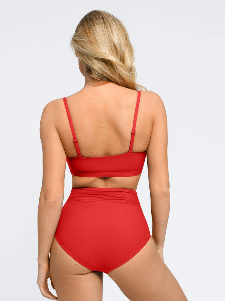 Shapewear Ruched Sculpting Bikini Top and Bottom Set - Modefluss