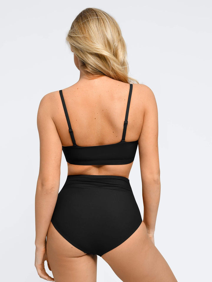 Shapewear Ruched Sculpting Bikini Top and Bottom Set - Modefluss