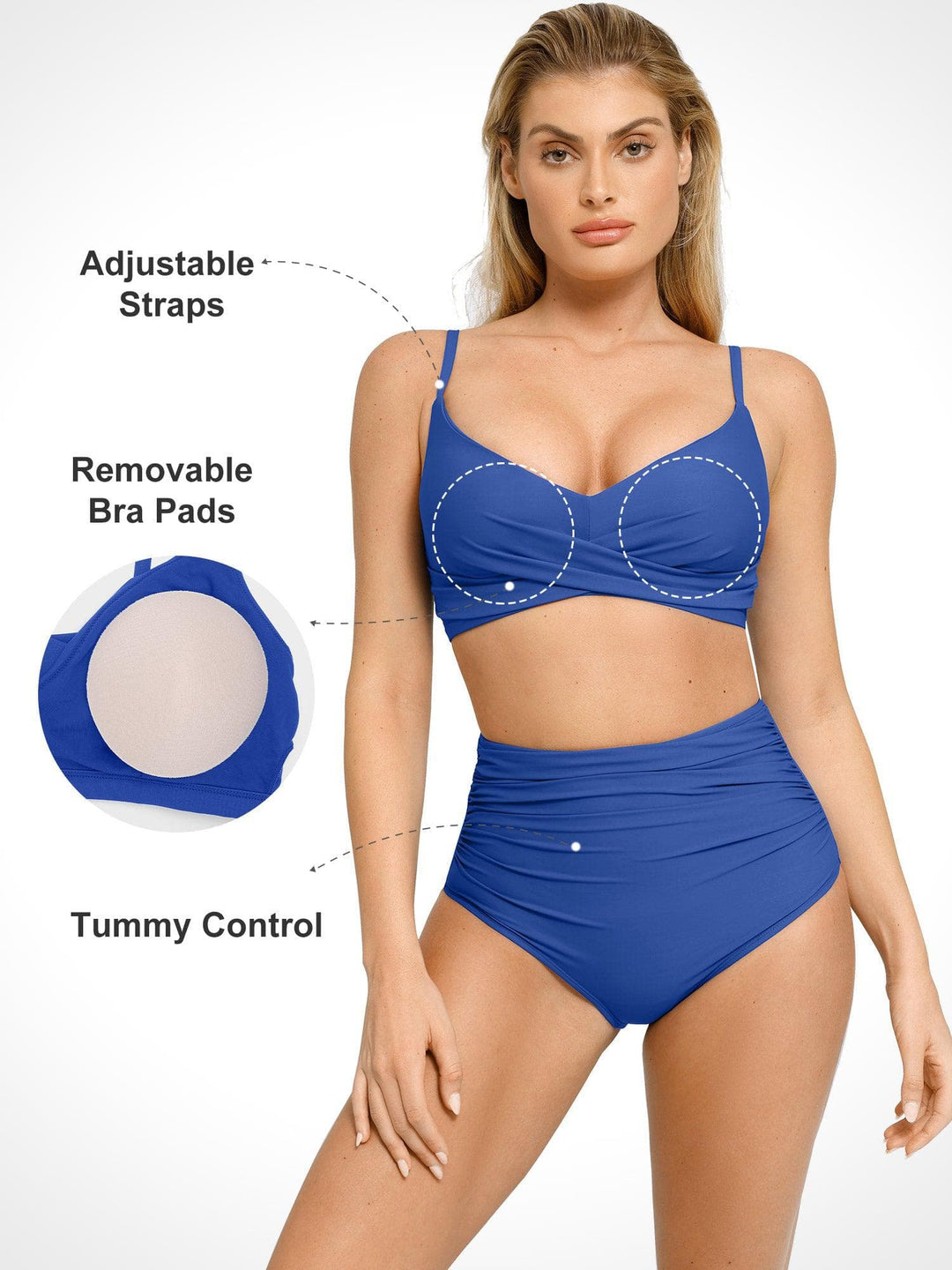 Shapewear Ruched Sculpting Bikini Top and Bottom Set - Modefluss