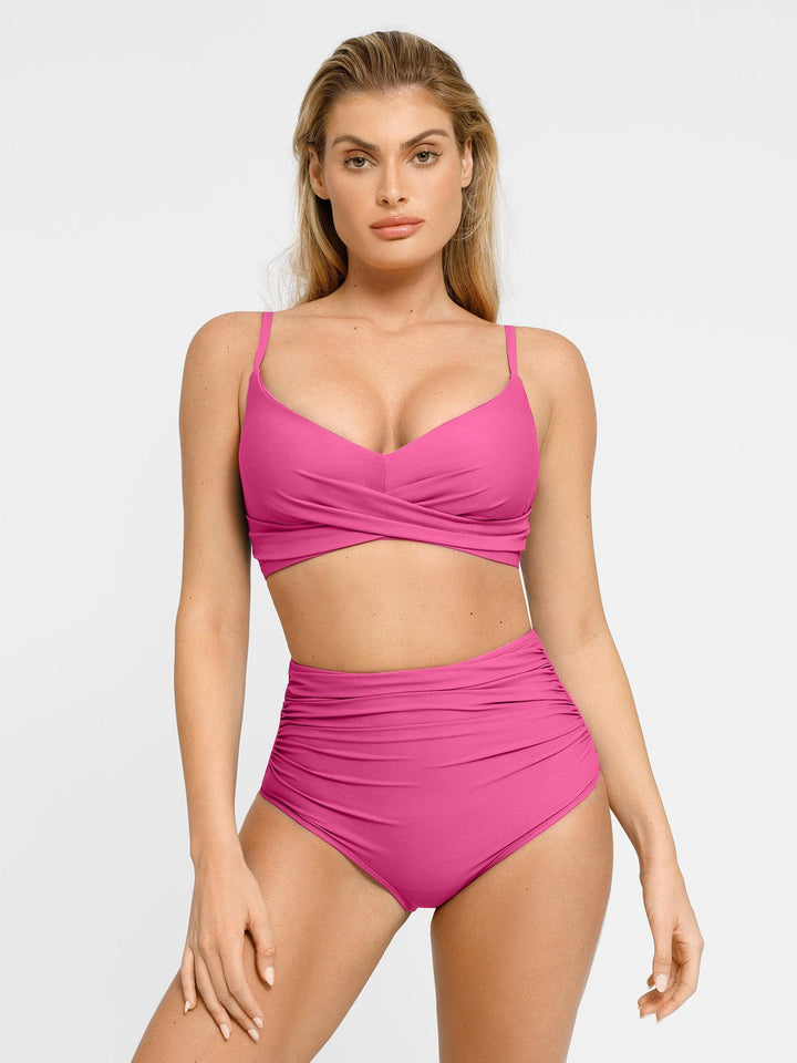 Shapewear Ruched Sculpting Bikini Top and Bottom Set - Modefluss
