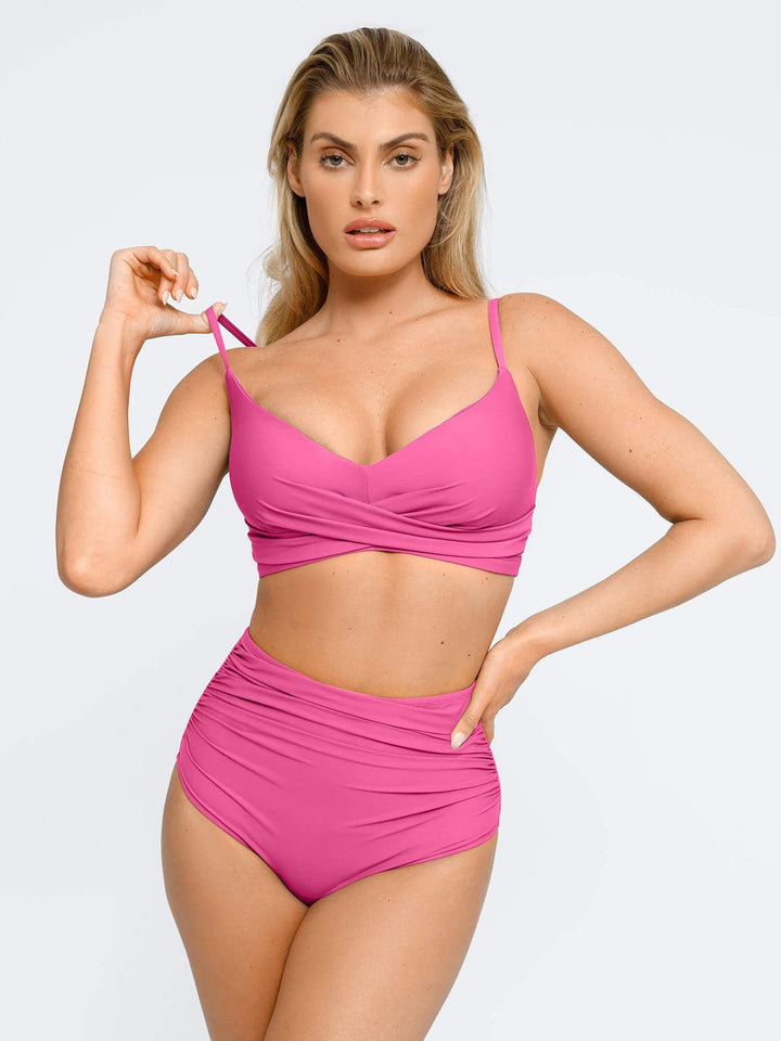 Shapewear Ruched Sculpting Bikini Top and Bottom Set - Modefluss