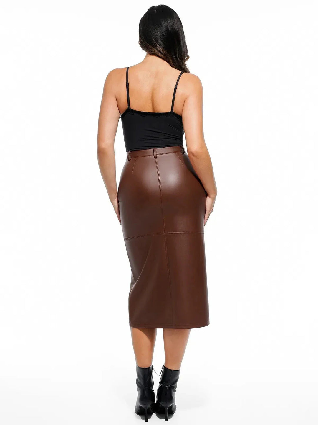Sculpted Faux Leather Contour Skirt - Modefluss