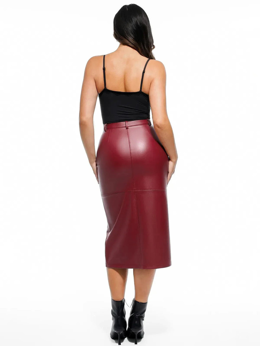 Sculpted Faux Leather Contour Skirt - Modefluss
