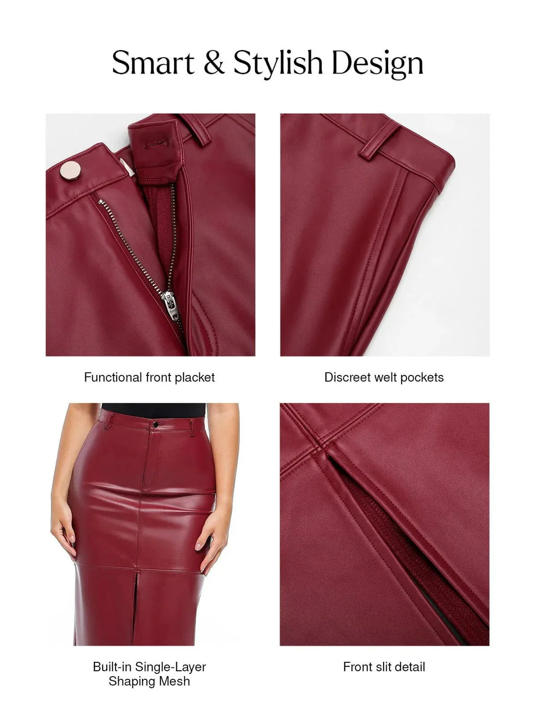 Sculpted Faux Leather Contour Skirt - Modefluss