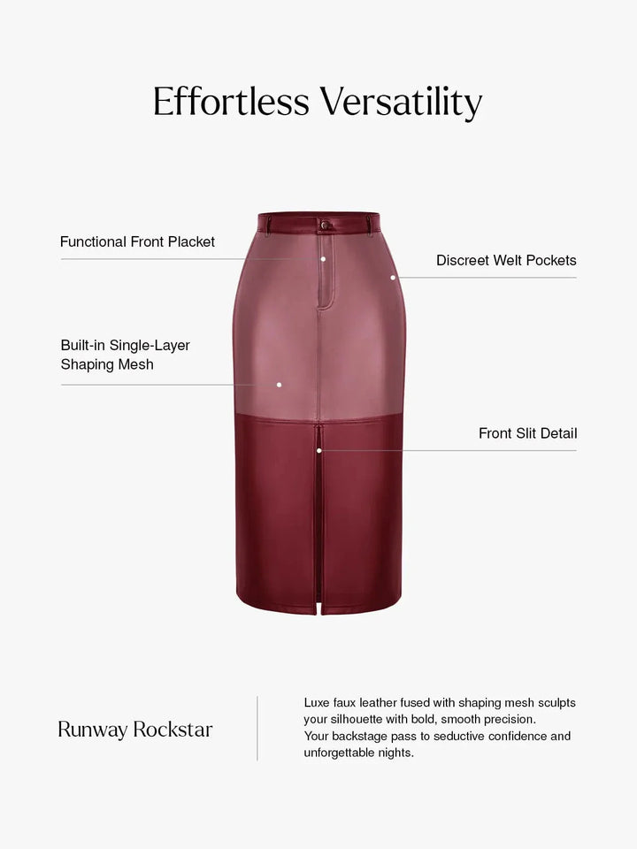 Sculpted Faux Leather Contour Skirt - Modefluss