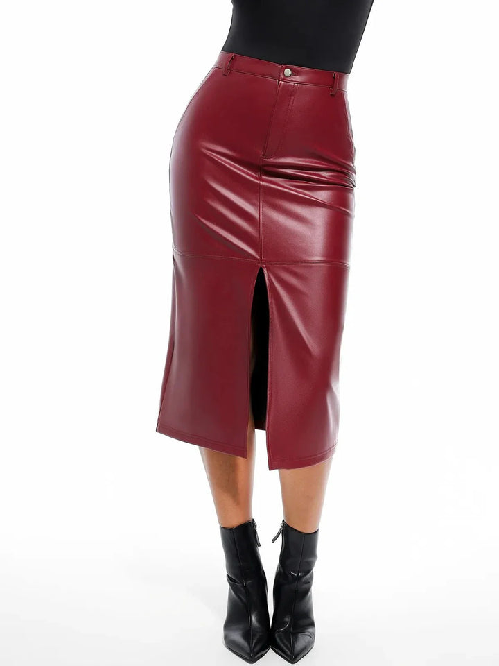 Sculpted Faux Leather Contour Skirt - Modefluss