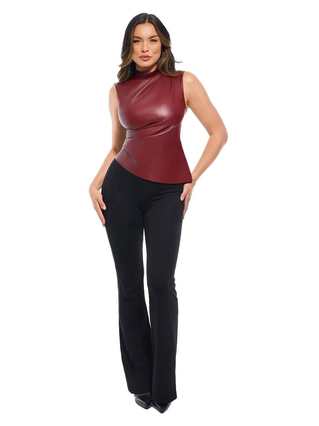 Sculpting 3-in-1 Faux Leather Bodysuit - Modefluss
