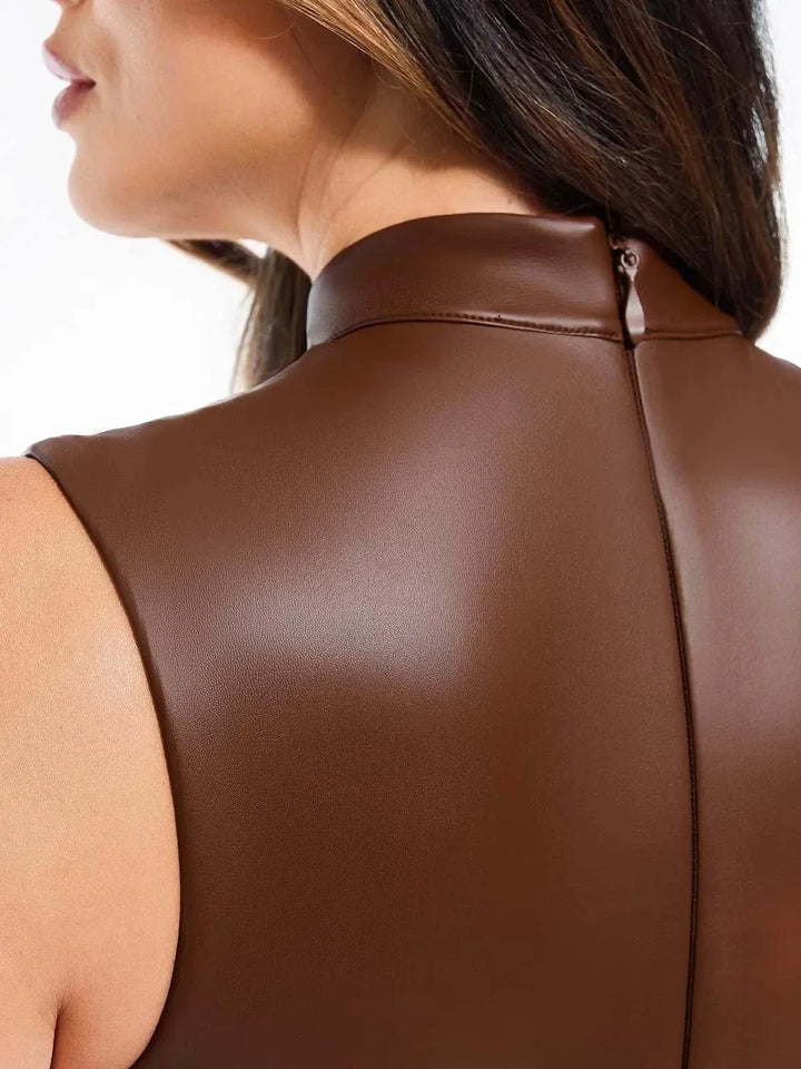 Sculpting 3-in-1 Faux Leather Bodysuit - Modefluss