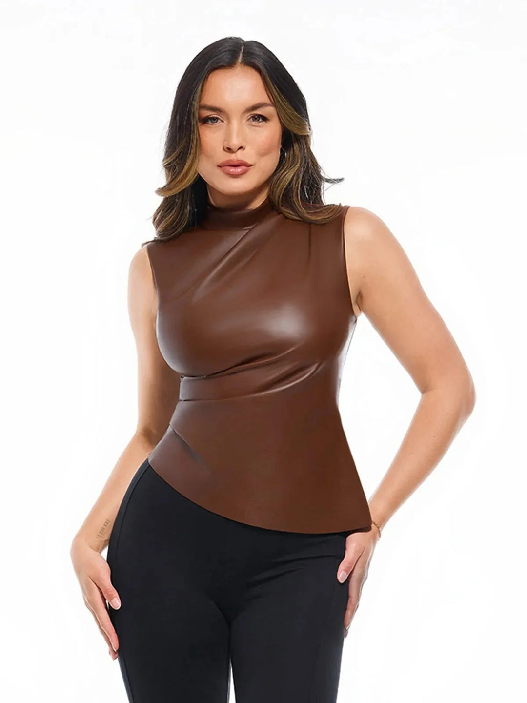 Sculpting 3-in-1 Faux Leather Bodysuit - Modefluss
