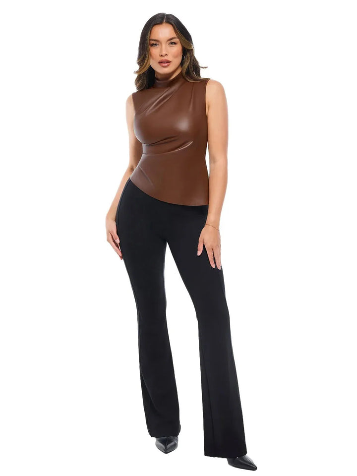 Sculpting 3-in-1 Faux Leather Bodysuit - Modefluss