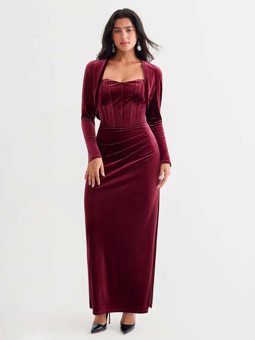 Velvet Long-Sleeve Shrug Bolero - Modefluss