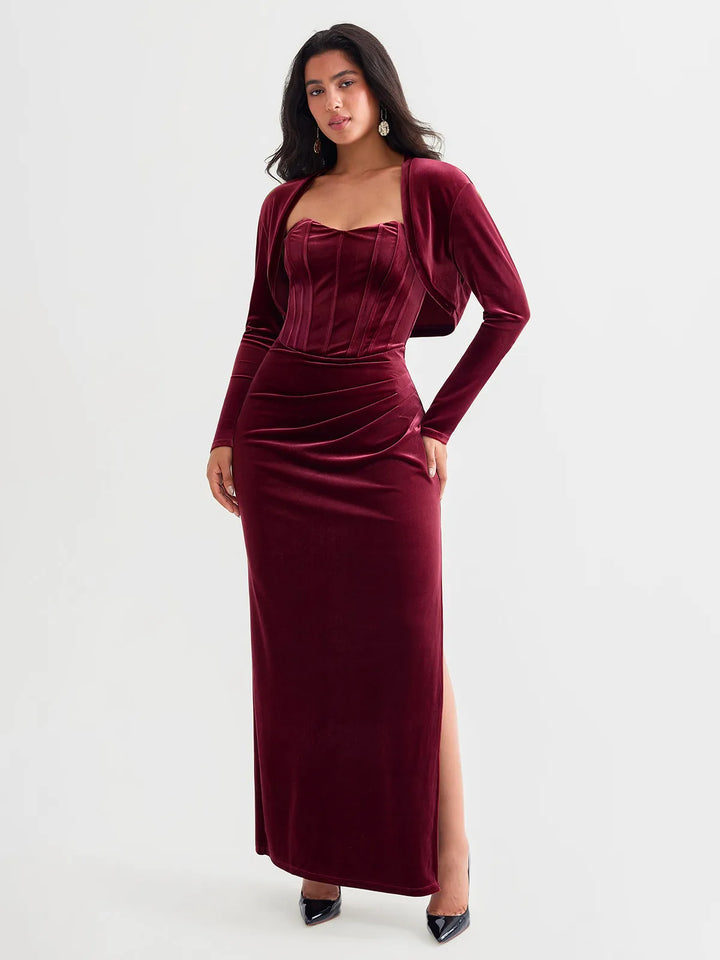 Velvet Long-Sleeve Shrug Bolero - Modefluss