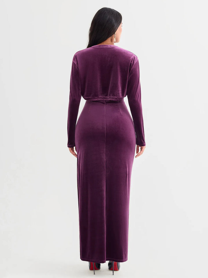 Velvet Long-Sleeve Shrug Bolero - Modefluss