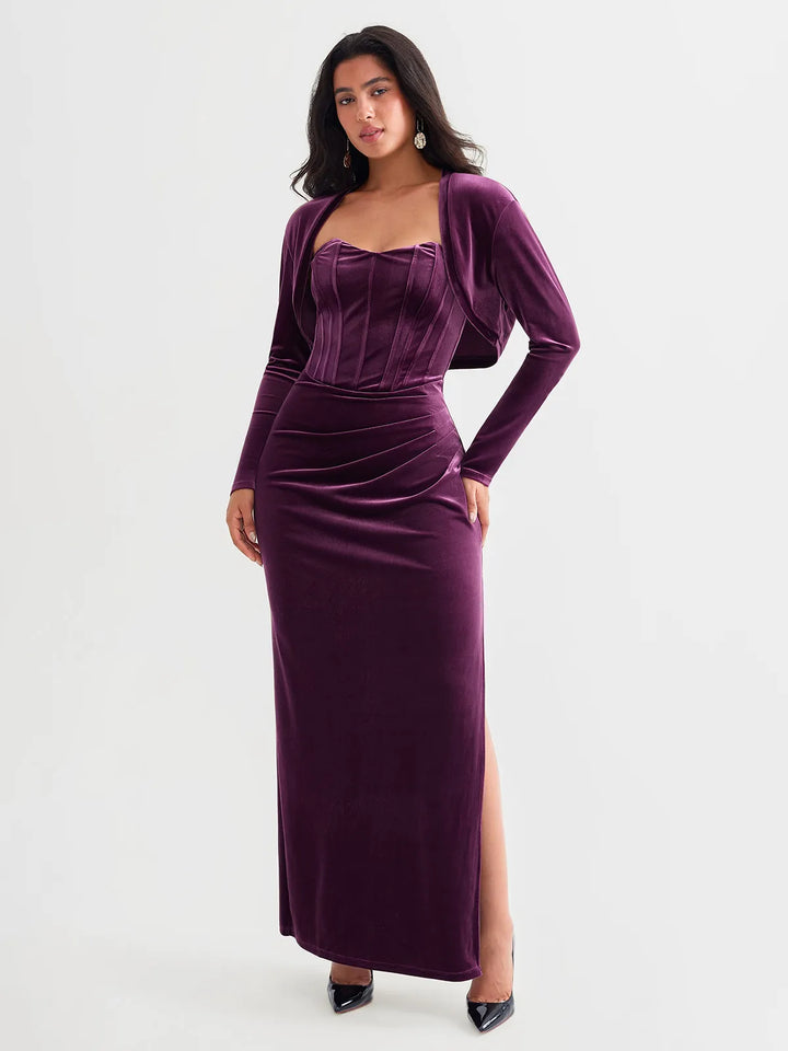 Velvet Long-Sleeve Shrug Bolero - Modefluss