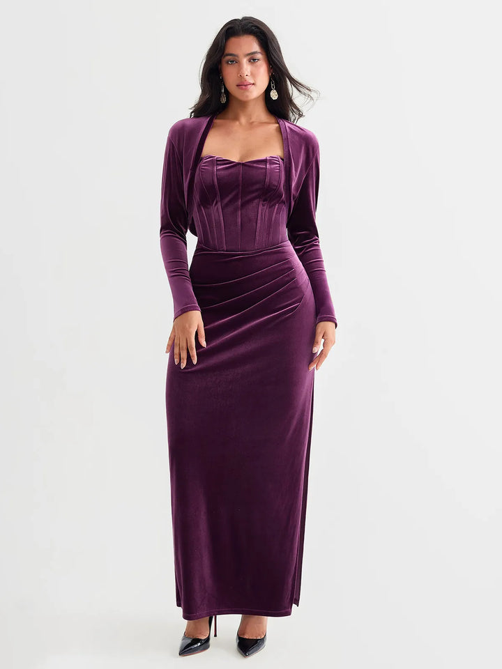 Velvet Long-Sleeve Shrug Bolero - Modefluss
