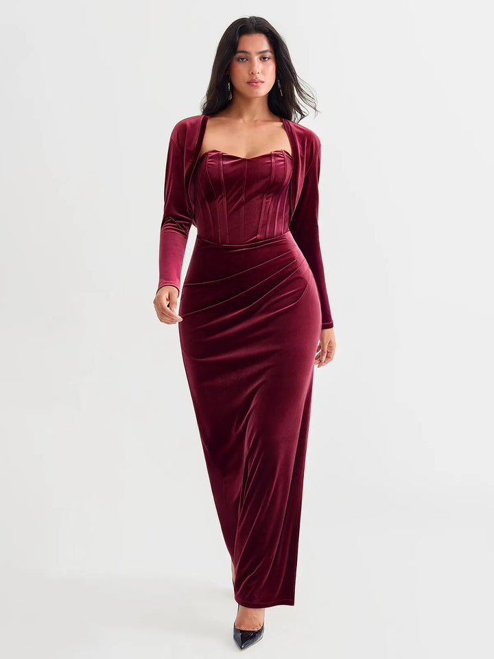 Velvet Long-Sleeve Shrug Bolero - Modefluss