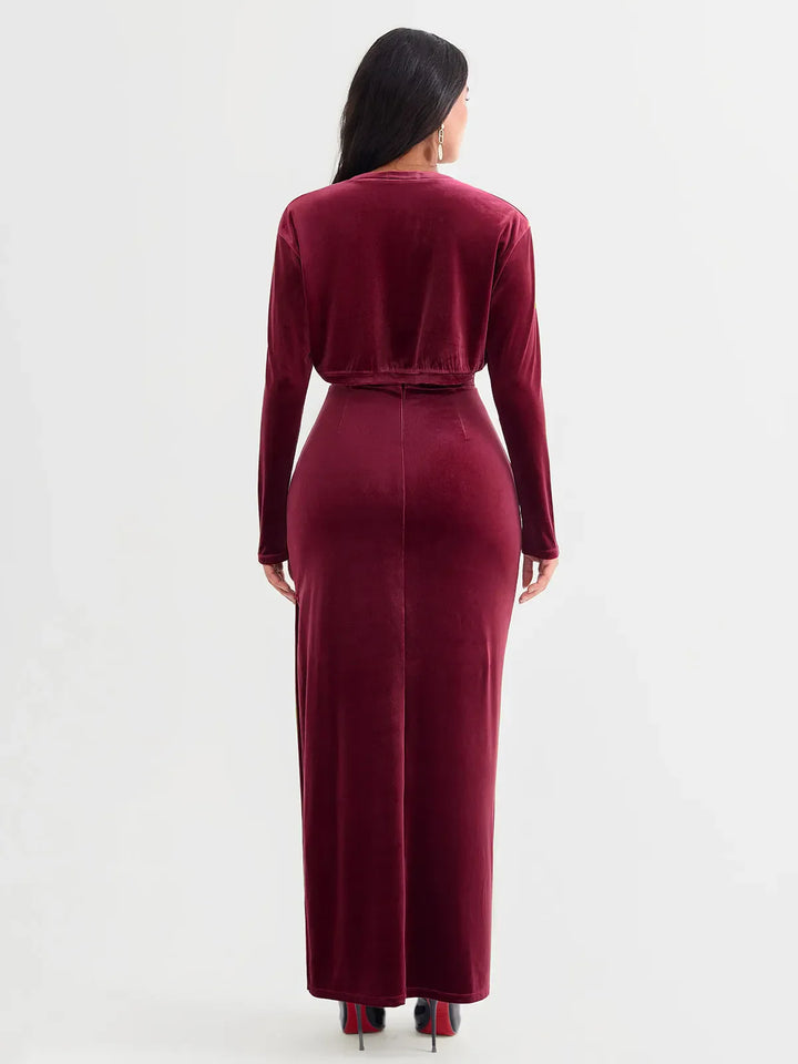 Velvet Long-Sleeve Shrug Bolero - Modefluss