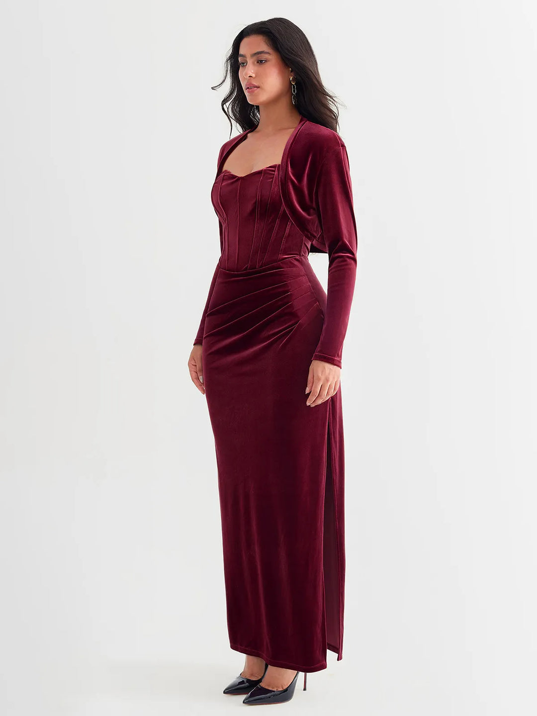 Velvet Long-Sleeve Shrug Bolero - Modefluss