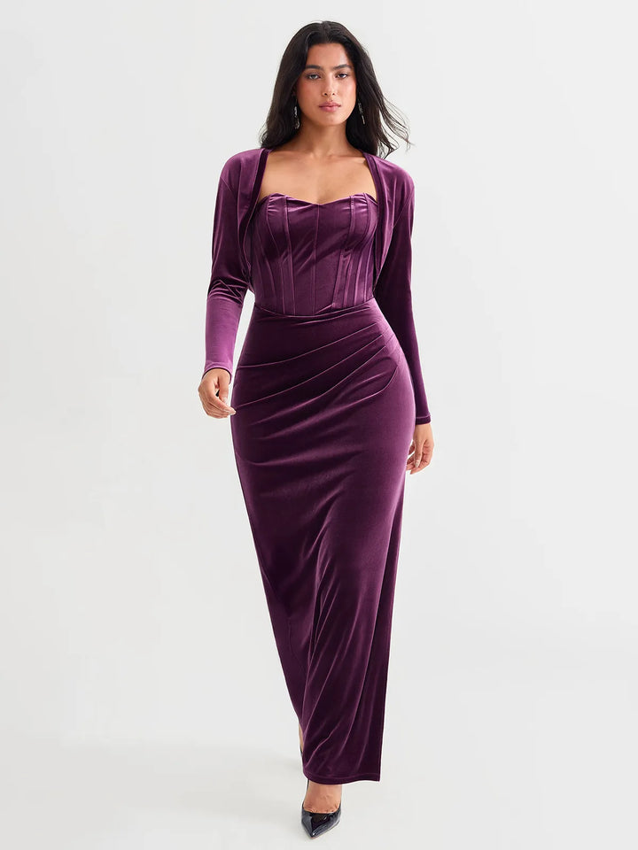 Velvet Long-Sleeve Shrug Bolero - Modefluss