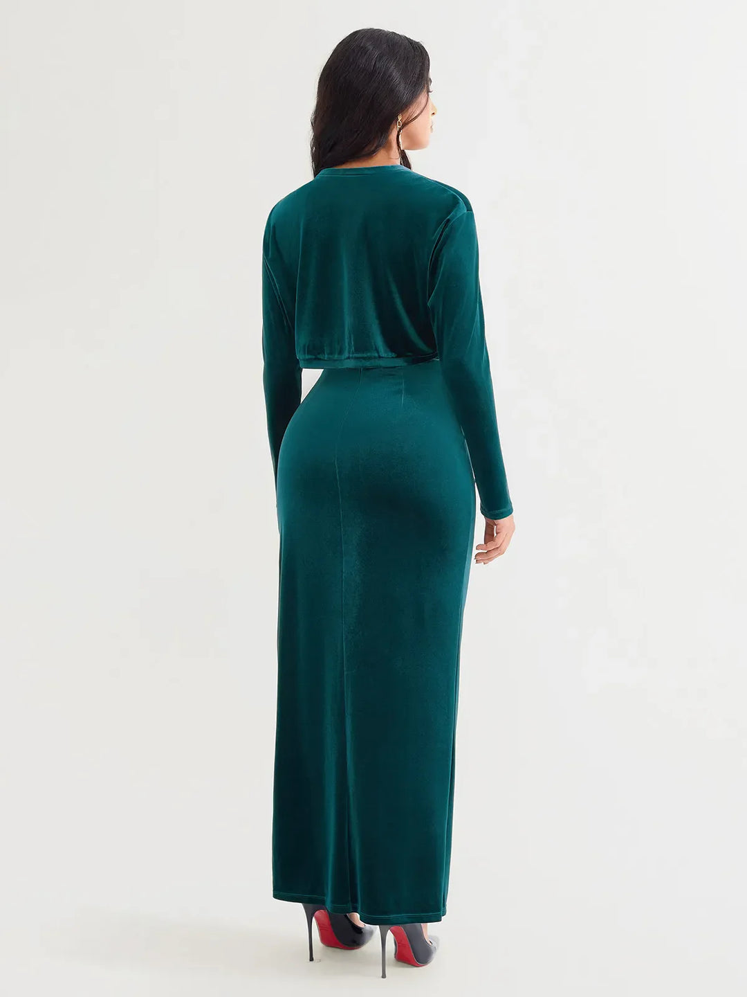 Velvet Long-Sleeve Shrug Bolero - Modefluss