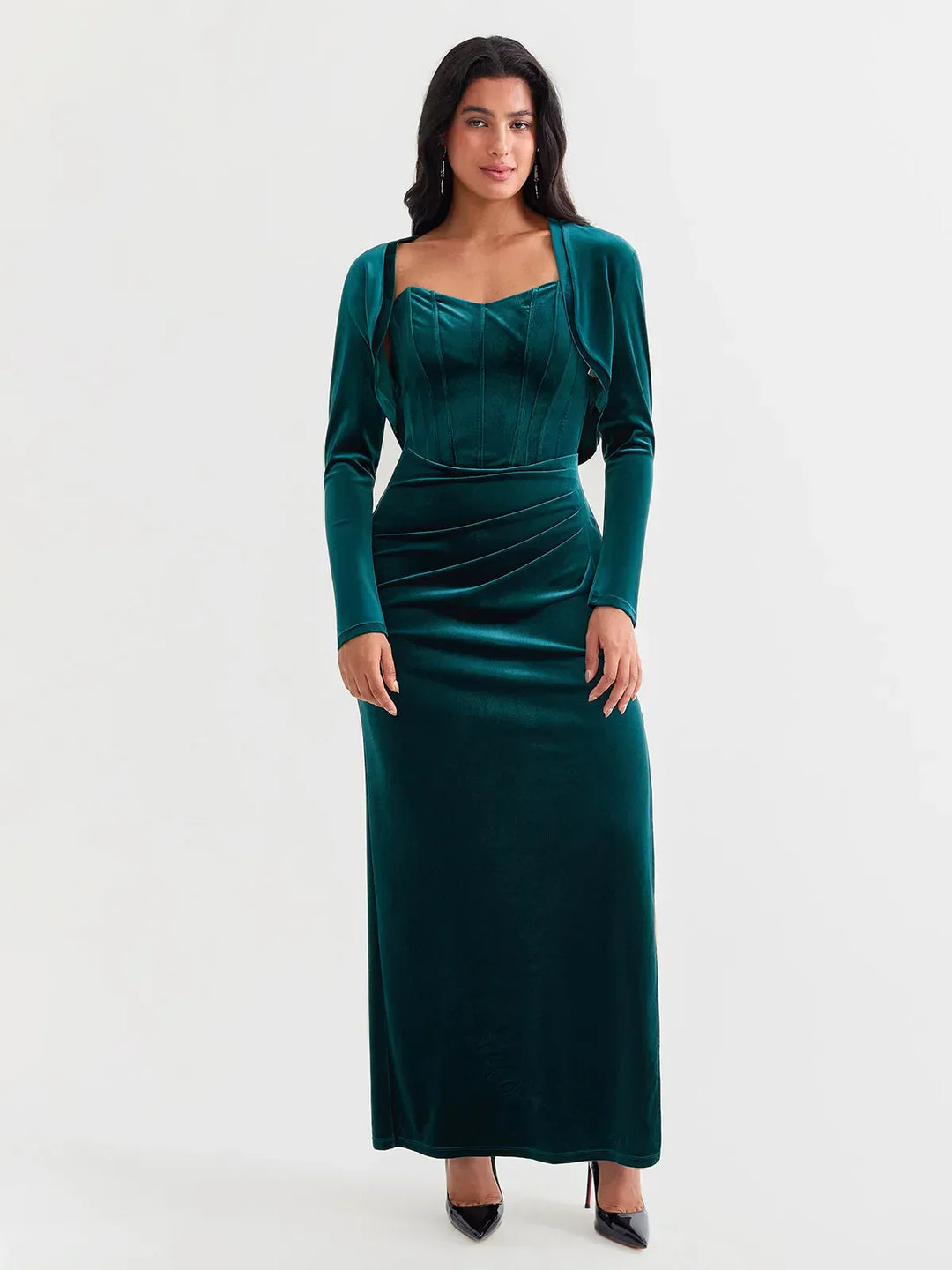 Velvet Long-Sleeve Shrug Bolero - Modefluss