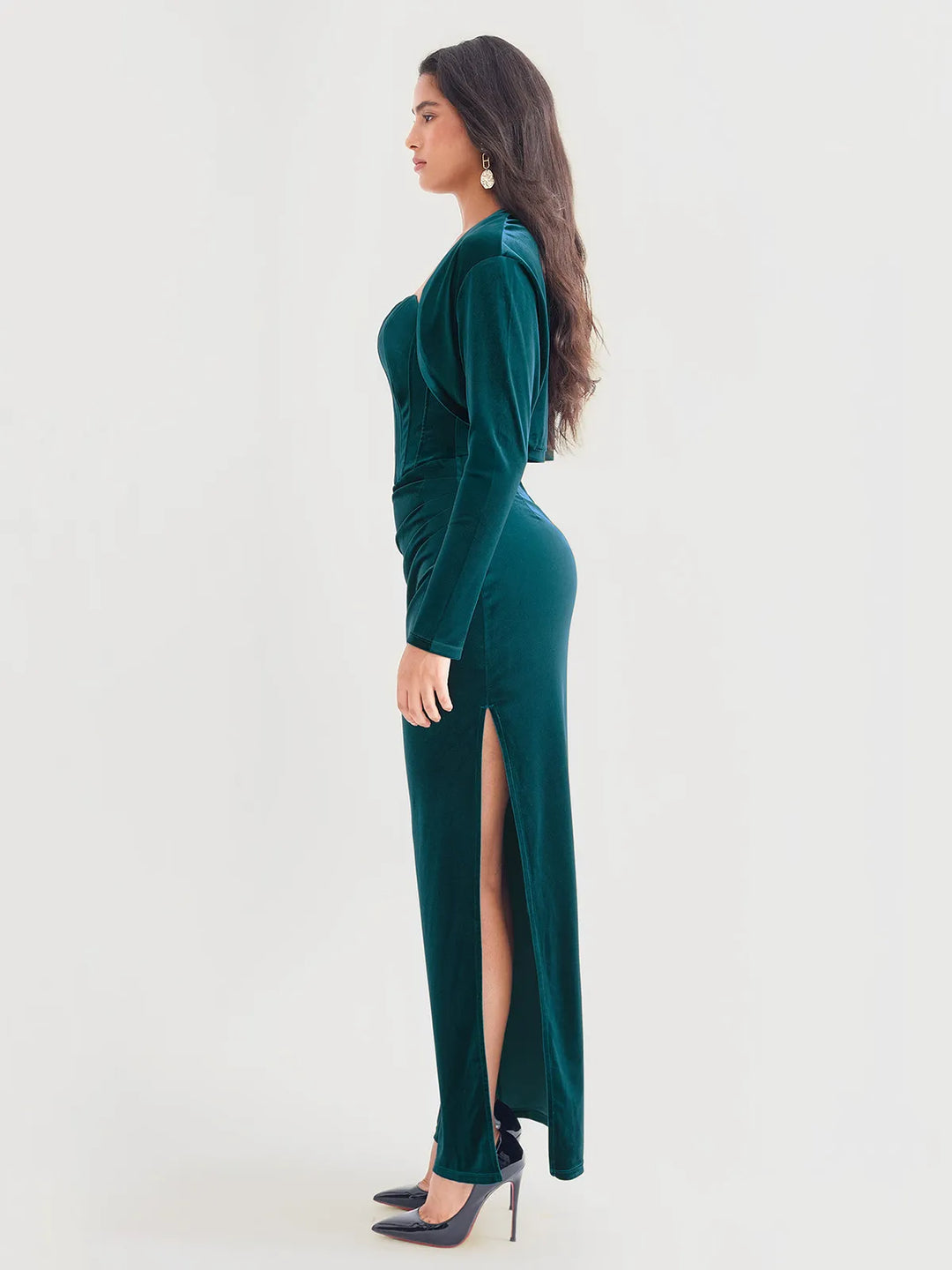 Velvet Long-Sleeve Shrug Bolero - Modefluss