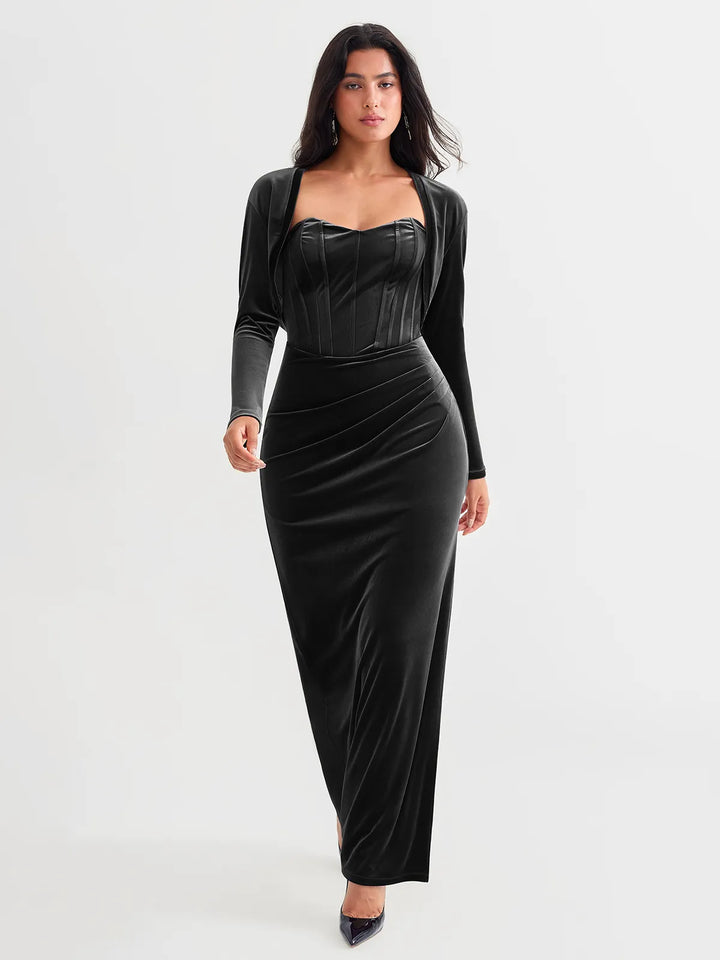 Velvet Long-Sleeve Shrug Bolero - Modefluss