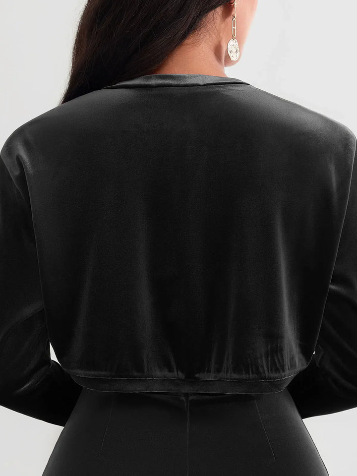 Velvet Long-Sleeve Shrug Bolero - Modefluss