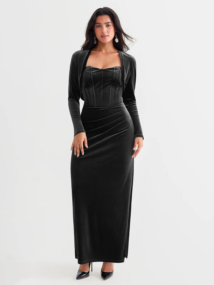 Velvet Long-Sleeve Shrug Bolero - Modefluss