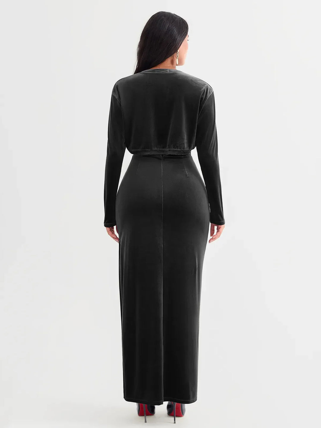 Velvet Long-Sleeve Shrug Bolero - Modefluss