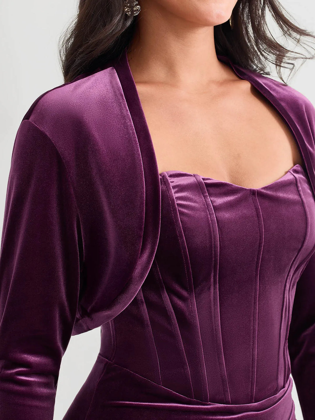 Velvet Long-Sleeve Shrug Bolero - Modefluss