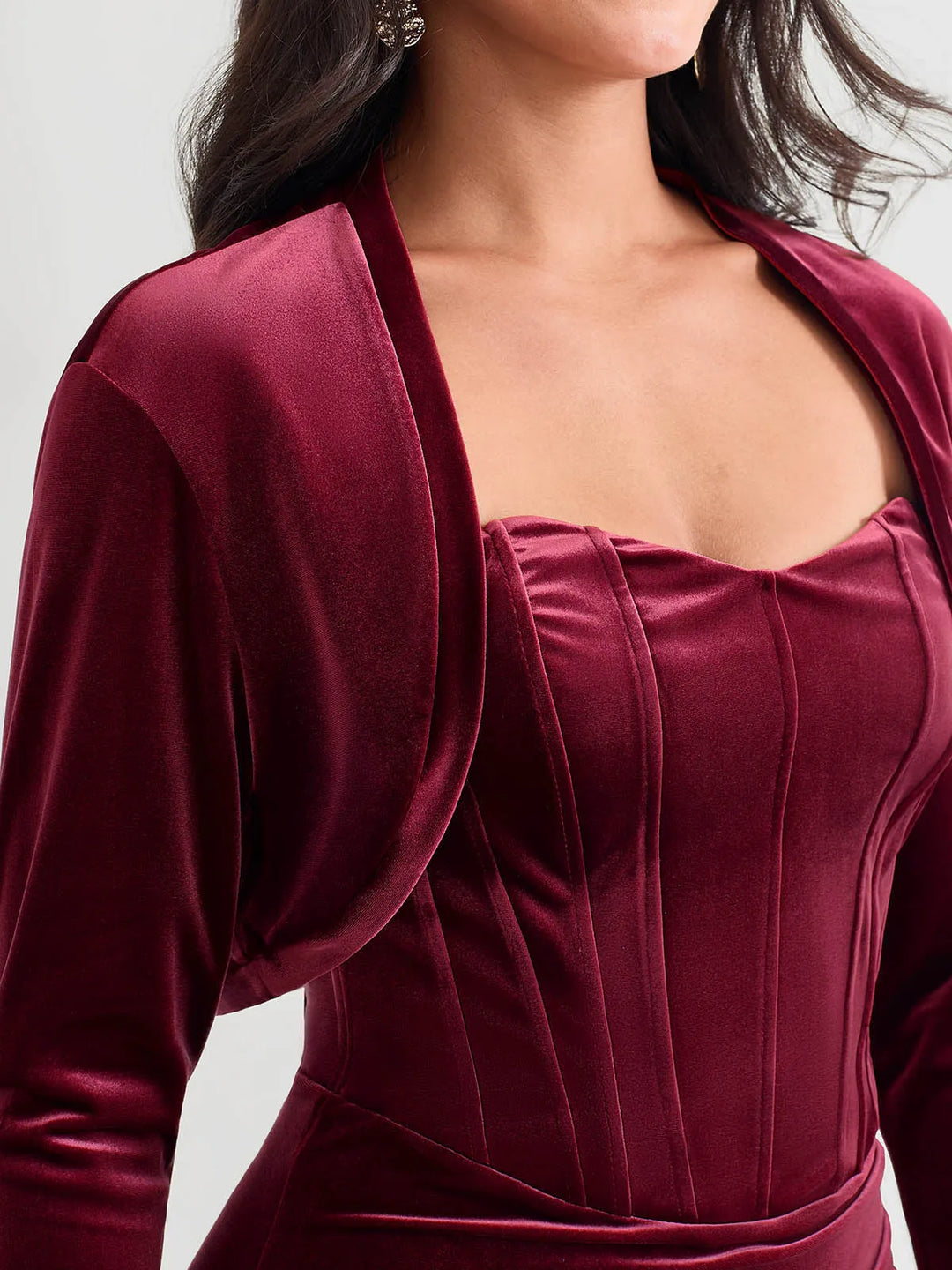 Velvet Long-Sleeve Shrug Bolero - Modefluss