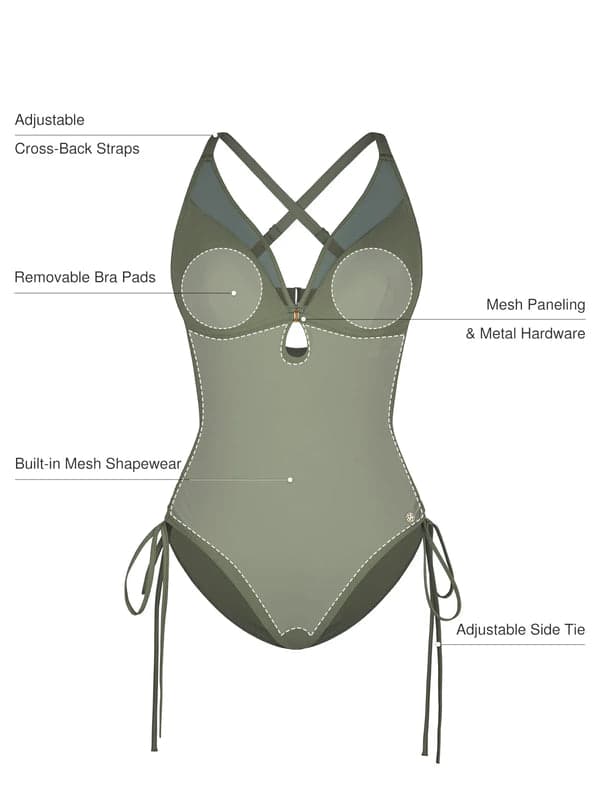 Sculpting Curve Mesh Skirt One-Piece Swimsuit - Modefluss