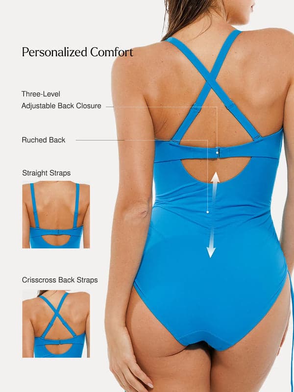Sculpting Curve Mesh Skirt One-Piece Swimsuit - Modefluss