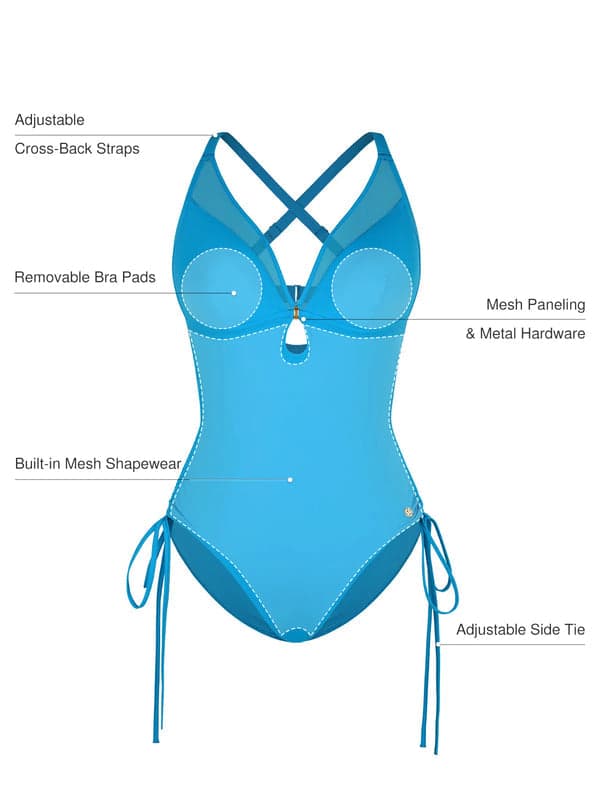 Sculpting Curve Mesh Skirt One-Piece Swimsuit - Modefluss