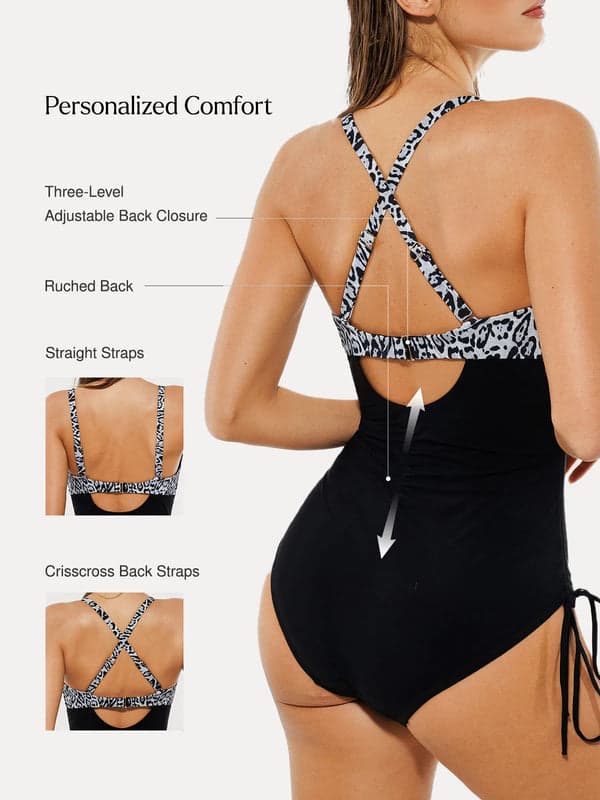 Sculpting Curve Mesh Skirt One-Piece Swimsuit - Modefluss