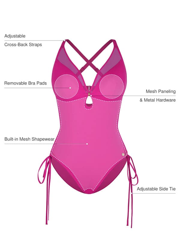 Sculpting Curve Mesh Skirt One-Piece Swimsuit - Modefluss