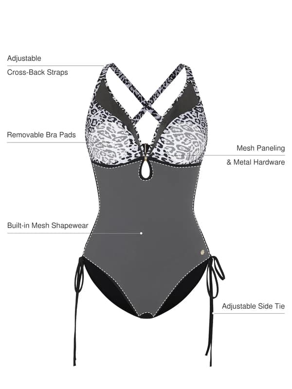 Sculpting Curve Mesh Skirt One-Piece Swimsuit - Modefluss