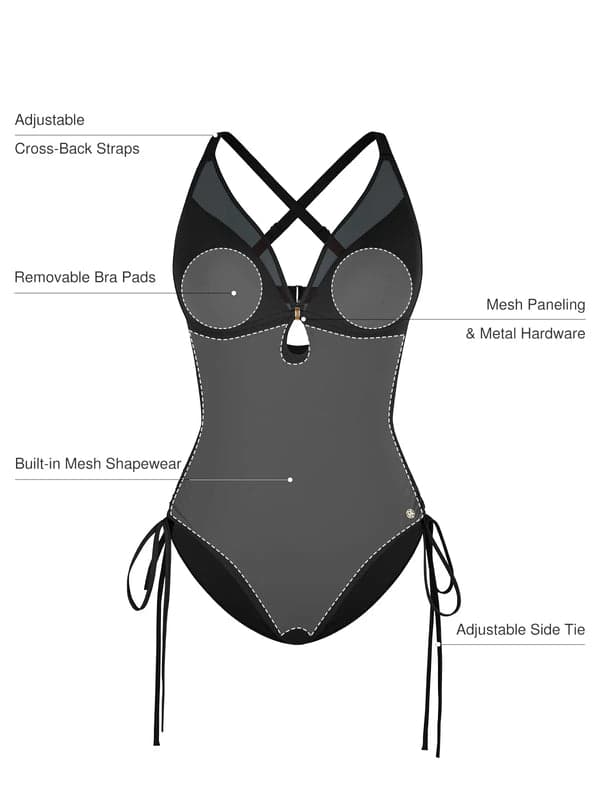 Sculpting Curve Mesh Skirt One-Piece Swimsuit - Modefluss