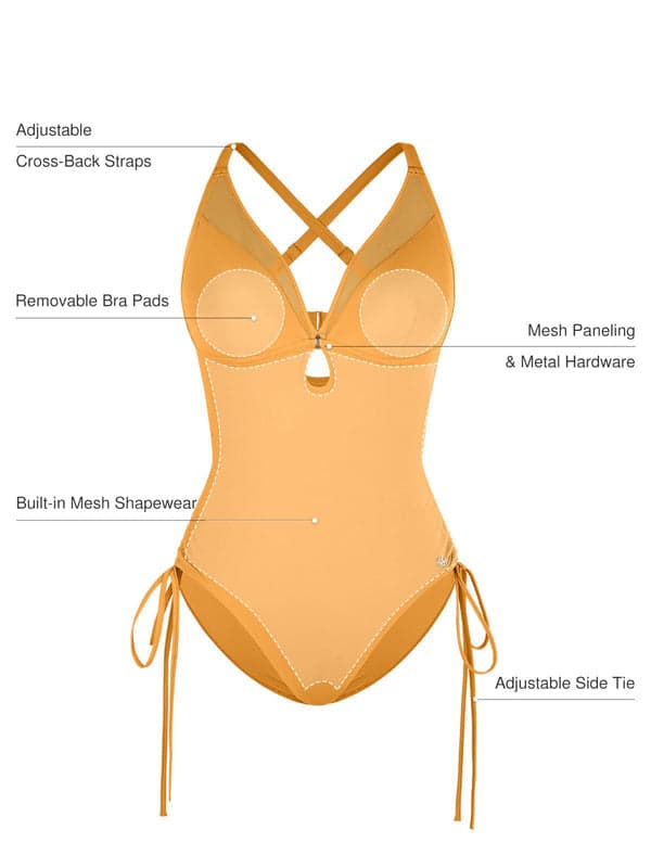 Sculpting Curve Mesh Skirt One-Piece Swimsuit - Modefluss