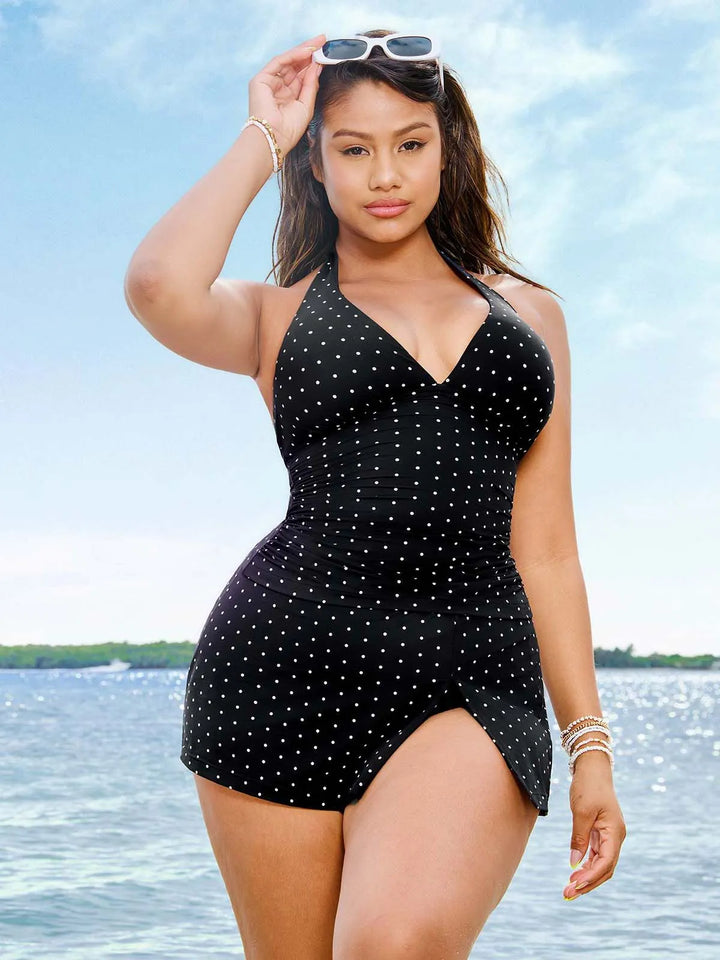 Sculpting Halter Tankini Skirt Swimsuit Set - Modefluss
