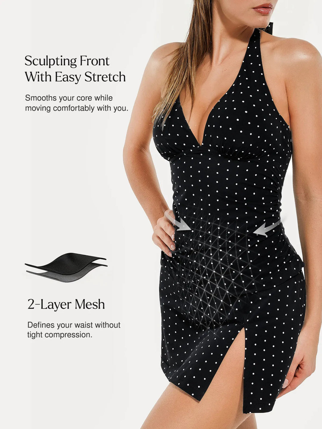 Sculpting Halter Tankini Skirt Swimsuit Set - Modefluss