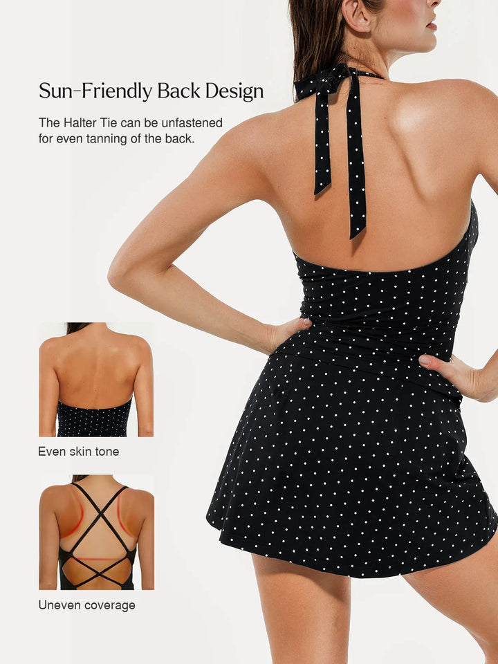 Sculpting Halter Tankini Skirt Swimsuit Set - Modefluss