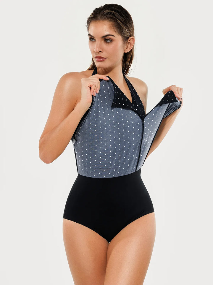 Sculpting Halter Tankini Skirt Swimsuit Set - Modefluss