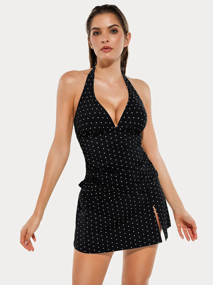Sculpting Halter Tankini Skirt Swimsuit Set - Modefluss