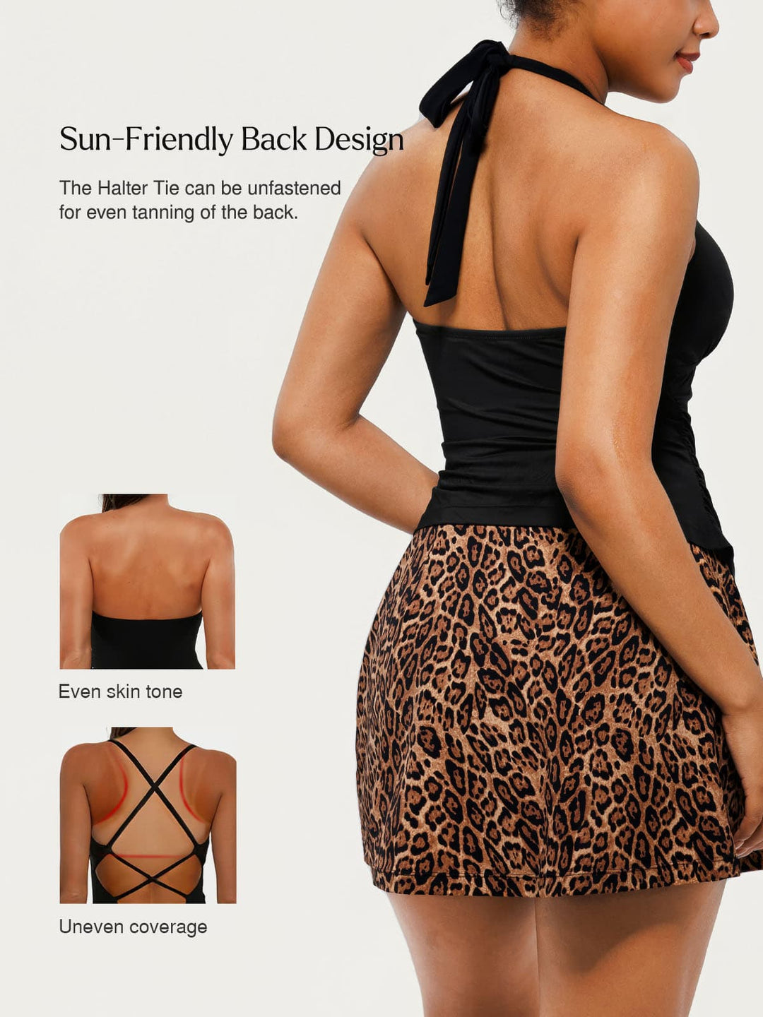 Sculpting Halter Tankini Skirt Swimsuit Set - Modefluss