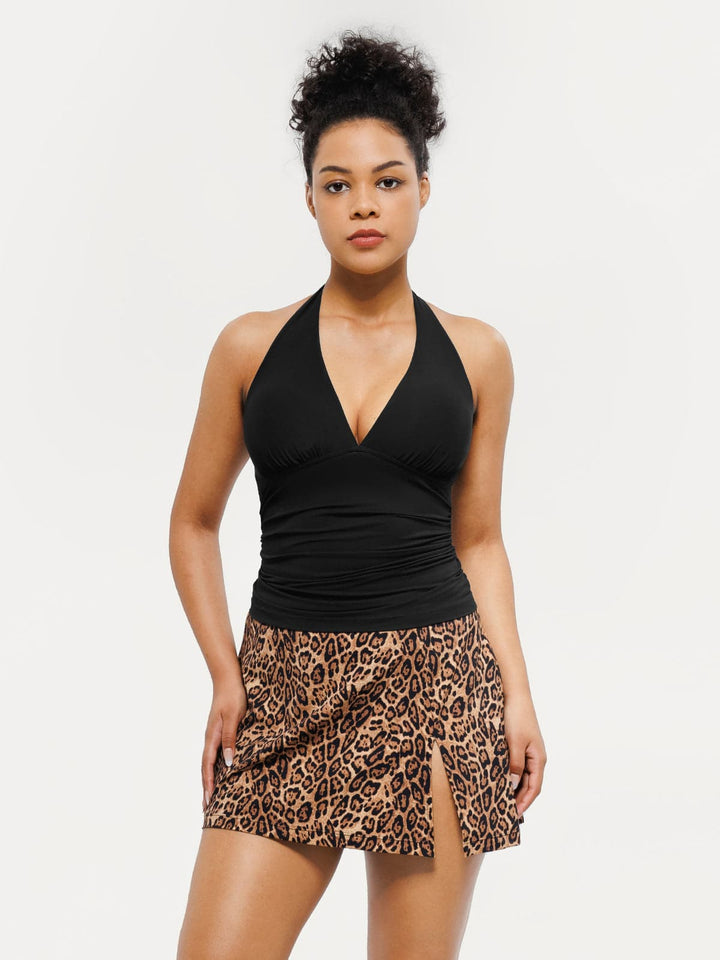 Sculpting Halter Tankini Skirt Swimsuit Set - Modefluss