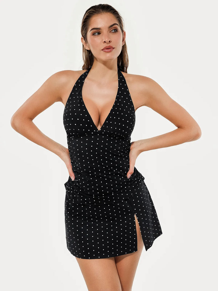 Sculpting Halter Tankini Skirt Swimsuit Set - Modefluss